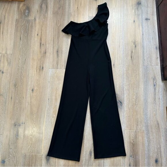 NWOT Altar'd State Embry Black Wide Leg Jumpsuit Ruffle Off Shoulder - Large - Picture 10 of 16